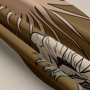 Close-up of bohemian floral tapestry fabric showing thick twill texture and drape