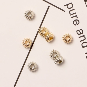 Gold and silver flower gear spacer beads for DIY jewelry necklaces and bracelets