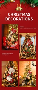 Detail showing four Christmas stockings with 3D snowman, reindeer, and Santa Claus patterns