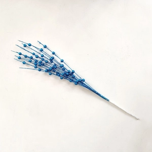 Festive blue glitter berry picks for Christmas tree decoration and floral arrangements