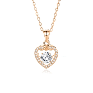 Elegant rose gold S925 silver infinity heart necklace with sparkling moissanite pendant