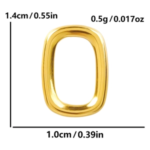 Golden 304 stainless steel letter O hollow pendant charm with size and weight specs