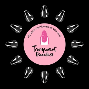 Transparent short almond press-on nail tips, 120 pieces traceless DIY manicure set