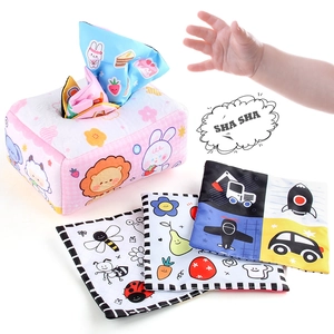 Rosa Plüsch-Baby-Taschentuchbox-Spielzeug mit Knisterpapier und niedlichem Löwenmuster