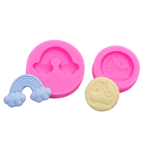 Stampi in silicone fai-da-te per torte fondente arcobaleno e luna o decori in gesso