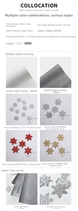Detailed view of glittering snowflake cutout shapes and sequin fabric for bouquet wrapping