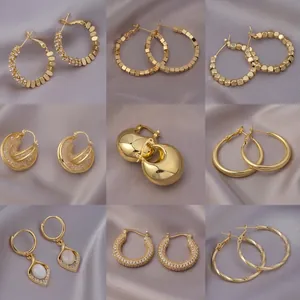 Elegant Copper Hoop Earrings For Women With 925 Sterling Silver Earring Post Geometric Rhinestone Circle Stud Earrings Fashion Jewelry