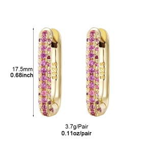 Detail of pink crystal hoop earrings with S925 silver hallmark and size measurements