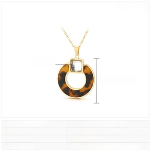 Detailed size specifications for square crystal and tortoiseshell pendant necklace