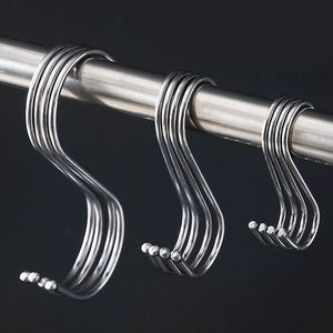 S Shaped Hooks Stainless Steel Metal Double Head Round Ball Ends For Hanging Utensils Towels Clothes In Kitchen Bathroom Closet