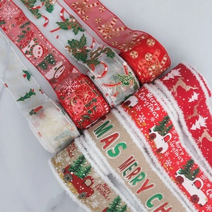 Linen Christmas Hat Linen Ribbon Bow White Snowflake Fringe Edge Gift Box Tie Gift Box Decoration