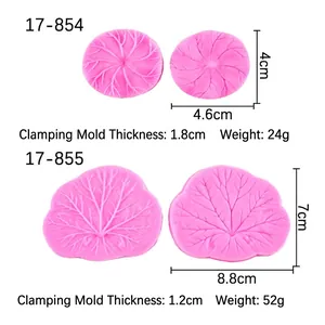 Pink lotus leaf embossed silicone molds for chocolate fondant cake and clay art decoration
