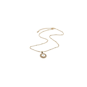 Collier doré avec pendentif œil maléfique bleu et chaîne à perles pour femmes chic