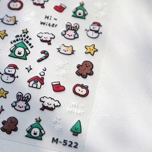 Detail von Weihnachts-Nagelstickern M-522 mit Motiven von Schneemännern und Lebkuchen
