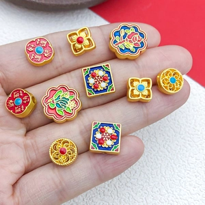 Chinesische Emaille-Gold-Zwischenperlen für DIY-Armbänder und Halsketten Schmuckzubehör