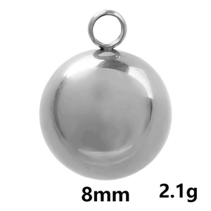 Détail d'un pendentif boule en acier inoxydable argenté de 8mm pour bijoux DIY