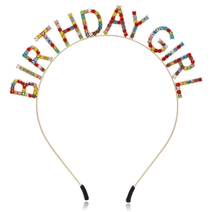 Birthday Girl Headband And Sash Alloy Rhinestone Satin Sparkling Letter Decoration For Party Celebration Kids Women