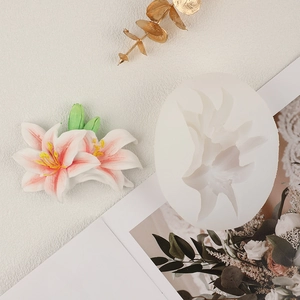 3D lily flower silicone mold for DIY candles and fondant cake decoration ornaments