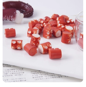 Detailed macro view of realistic artificial octopus tentacles for DIY kitchen play