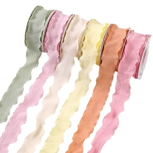 Linen ruffled ribbons in multi-colors with wavy edges for bouquet and cake packing