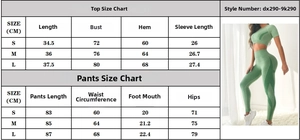 Detaillierte Größentabelle für nahtloses Strick-Top und High-Waist-Yoga-Leggings-Set