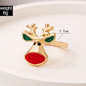 Detail view of cartoon reindeer ring with dimensions showing weight 6g and diameter 1.7cm