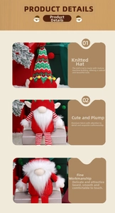 Detail of knitted Christmas gnome hat and soft synthetic fiber beard decoration