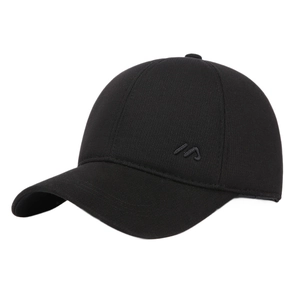 Winter black wool baseball cap for men with ear flaps and high-density warm knit fabric