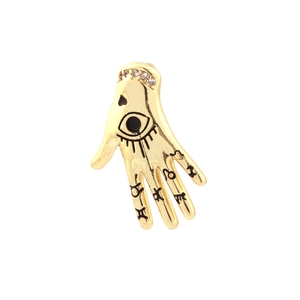 18K gold plated palm pendant with evil eye and zodiac symbols in hip hop street style