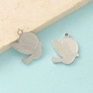 Bird Charm Peace Dove Pendant Polished 304 Stainless Steel DIY Accessory For Necklace Bracelet Jewelry Making