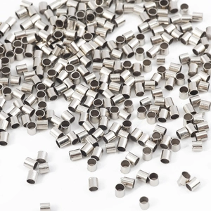 Perles à écraser en cuivre argenté et tubes de serrage pour création de bijoux et DIY