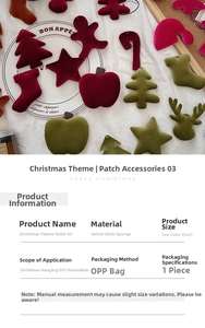 Detailed view of plush velvet Christmas DIY patches including reindeer and tree shapes