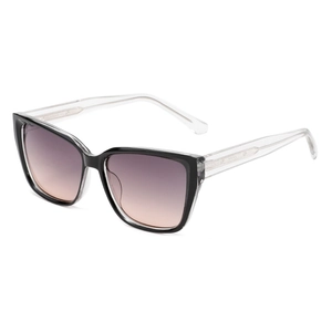 Occhiali da sole cat-eye oversize alla moda con montatura nera e lenti sfumate rosa viola