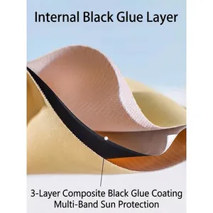 UPF50+ sun hat detail showing the triple-layer black rubber coating for UV protection