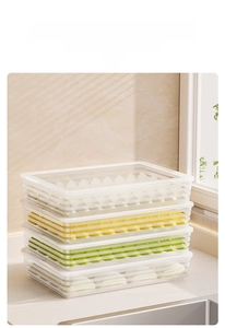 Stackable four-layer transparent dumpling storage box with airtight lid for food preservation