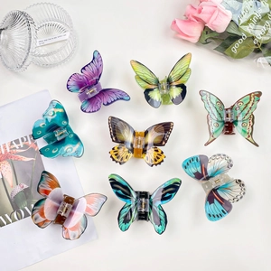 Butterfly Hair Claw Clip Acrylic Gradient Color Fairy Style Elegant Large Shark Jaw Clip For Women Hair Styling