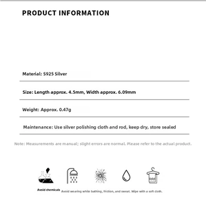 Detailed specs for S925 silver pig nose stud earrings: 4.5x6.09mm size and 0.47g weight
