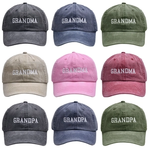 Vintage Washed Cotton Baseball Cap Distressed Dad Hat With Grandpa Grandma Letter Embroidery Outdoor Sports Casual
