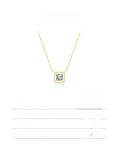 Detailed view of square pendant size 4x4mm on a 925 sterling silver gold necklace