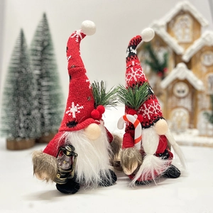 Christmas gnome plush dolls with knitted snowflake hats and festive holiday accessories