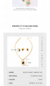 Detailed dimensions of the gold globe pendant necklace and opal earring set for women