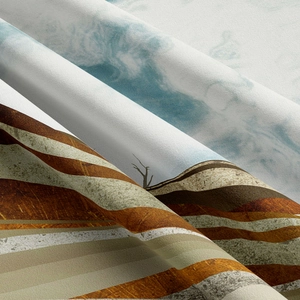 Detailed close-up showing soft textured fabric folds of this mountain print tapestry