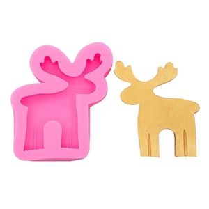Pink deer-shaped silicone mold for DIY Christmas candles and decorative ornaments