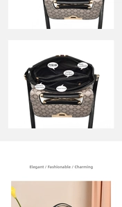Détail de l'intérieur à compartiments et motif monogramme d'un sac à main pour femme