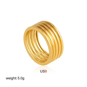 Detailansicht eines mehrlagigen 18K vergoldeten Rings in Größe 8 mit 5,0g auf weißem Grund