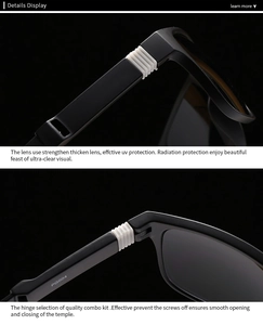 Detalle de gafas PG004 mostrando las bisagras y lentes con protección UV reforzada