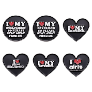Set of 6 minimalist enamel pins featuring heart and round designs for backpacks and jackets