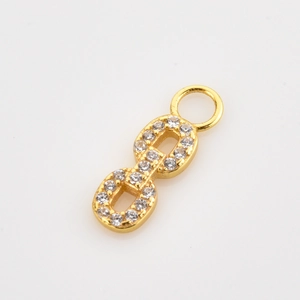 S925 sterling silver figure eight earring with gold finish and sparkling zircon stones