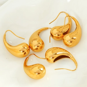Elegant 18K gold plated teardrop earrings with a polished mirror finish for women