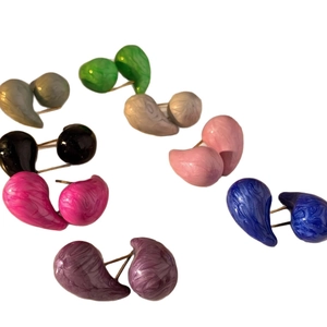 Minimalist stainless steel teardrop earrings in multiple marble texture enamel colors